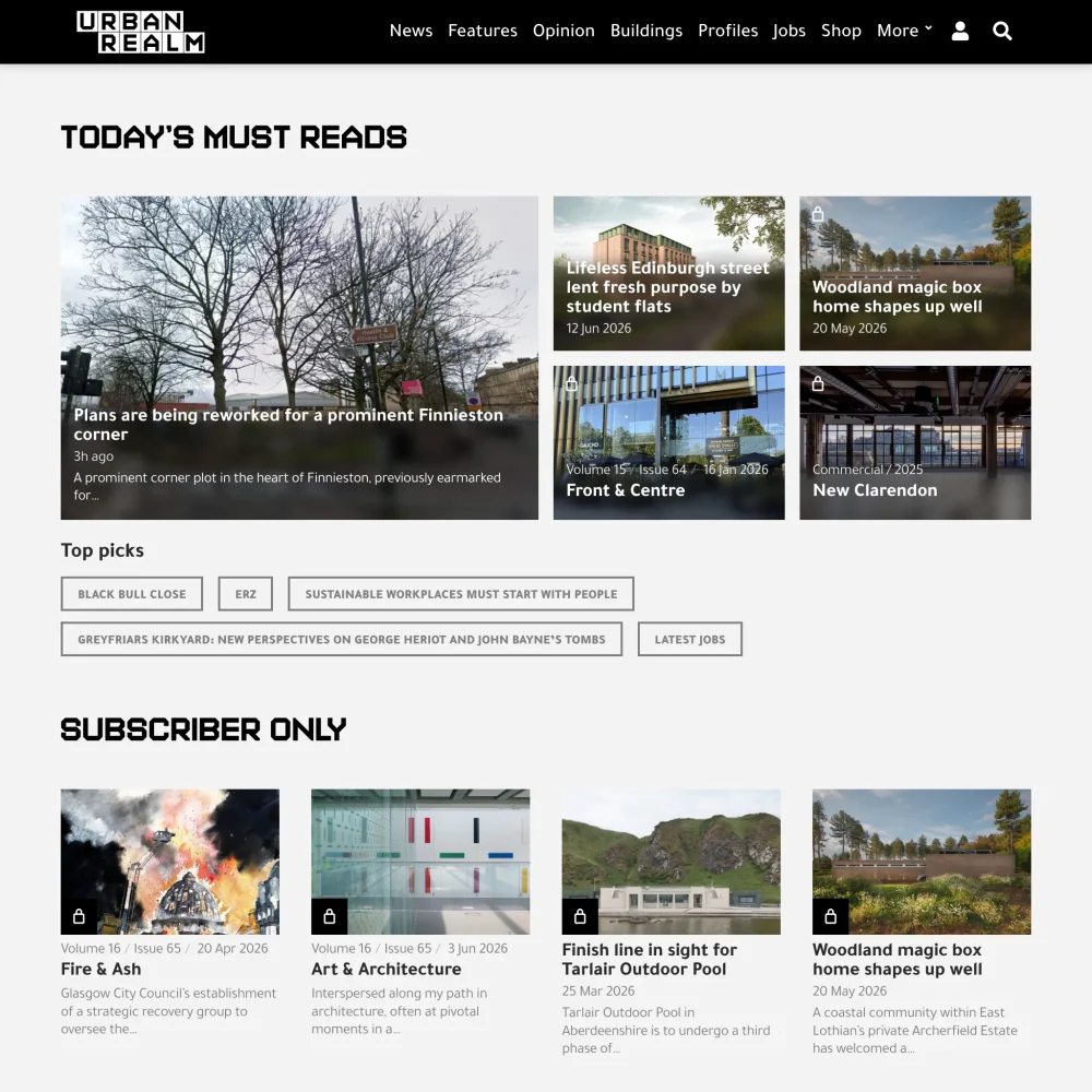 Screenshot of Urban Realm website